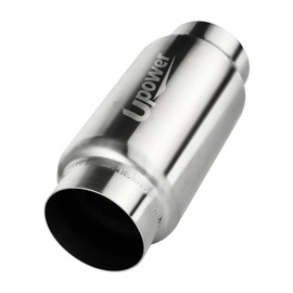 UPOWER 3" Inlet&Outlet Exhaust Resonator,9" Overall Length Center Straight Through Stainless Steel Muffler,Polished