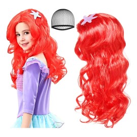 Peluca De Princesa Ariel Sirenita De Cosplay Para Niñas