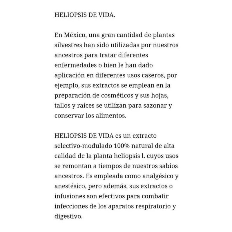 Heliopsis De Vida Extracto De Chilcuague 4 Piezas De 70