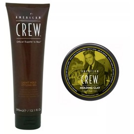 American Crew Light Hold Styling Gel 13.0 Oz  & Molding Clay 3.0 oz (Elvis)