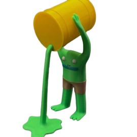 Mr. Frog Pouring toxic waste - Smiling Friends Inspired Decoration Gift Accessory Ornaments - Color: Grey barrel