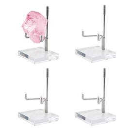 ORNAROVI 4 PCS Adjustable Metal Arm Rock Display Stand, Acrylic Display Stands with Acrylic Base, Clear Crystal Holder for Geodes Mineral Agate and Small Collectibles (2 x 2 x 3.5 Inch)