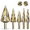 Bestwork Four Spiral Flute Step Drill Bit Set, 5PCS 1/8"-1-3/8"