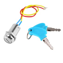 Eacam Electric Bike Lock, 2 Wire Key Ignition Switch Locking Keys Lock, Suitable for Electric Scooters, Electric, Gas Locks, Designed with Reliable Locking Mechanism, Metal Material,