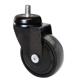 Wagner 01227766 Ultra Manoeuvrable 360° - 3C Design Swivel Castors / Apparatus Castors / Furniture Castors - Black, Soft Running Surface with Pin 10 x 16 mm, Diameter 75 mm, Load Capacity 75 kg / Roll