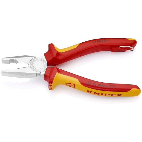 Knipex Combination Pliers chrome-plated, insulated with multi-component grips, VDE-tested with