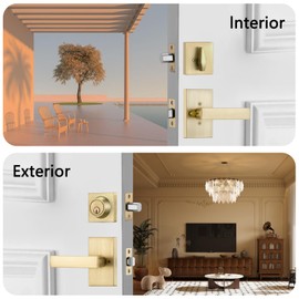 NCSEN Satin Brass Exterior Door Lock Set, Front Door Handle with Deadbolt, Heavy Duty Entry Door Handleset
