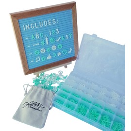 Felt Letter Board with Letters Set and Stand - 10x10 Inch, Pink/Blue, 340 White Characters and Emoji with Bag - Pregnancy Must Haves, Perfect for a Baby Shower Gift! (Pink/Blue Double Sided)