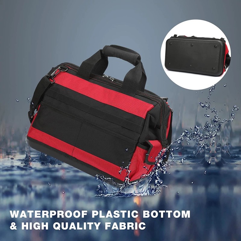 WORKPRO 16" Wide Mouth Tool Bag with Water Proof Rubber