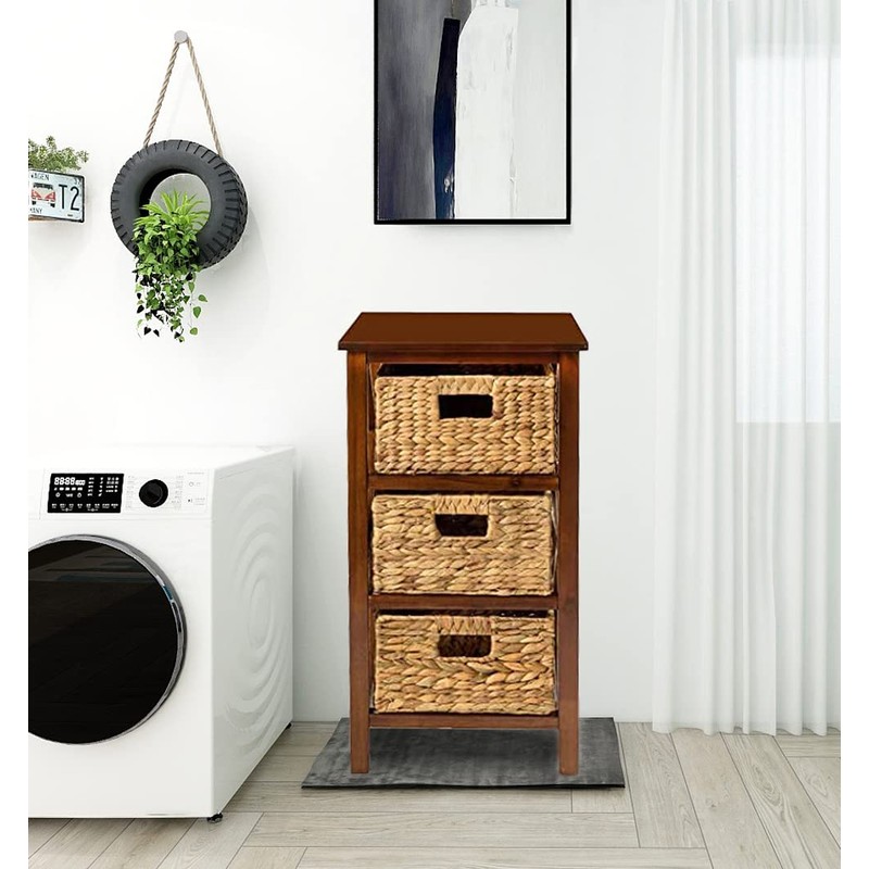 eHemco 3 Tier X-Side End Storage Cabinet with 3 Wicker