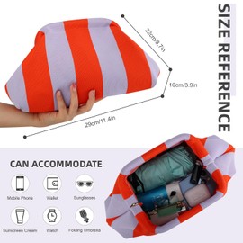 Oweisong Striped Clutch Purses for Women Woven Dumpling Bag Colorful Crochet Cloud Evening Handbag Summer Beach Clutch