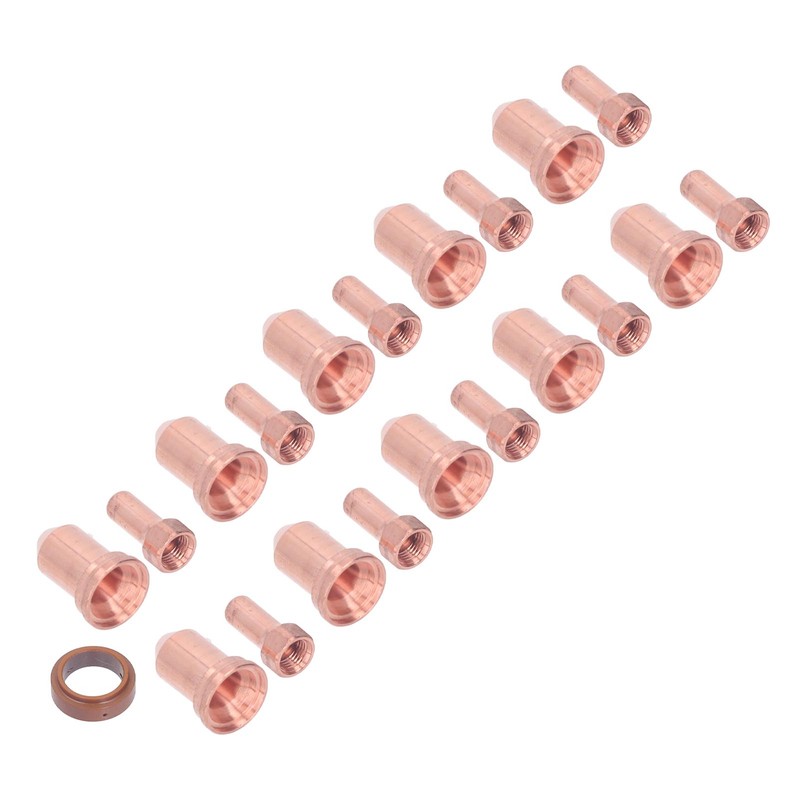 21Pcs Electrode Nozzle Set Brass 1.3mm Dia Nozzles Plasma Cutting