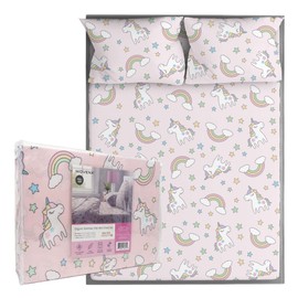 Wovenx Kids Organic Viscose Derived from Bamboo Sheet Set | Twin or Full Size Fitted Bed Sheets | Oeko-Tex Certified | Cute Toddler Bedding for Girls & Boys Unicorn Full