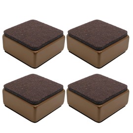 Bonsicoky 4 Pcs Self-Adhesive Furniture Bed Risers, Square Heavy Duty Carbon Steel Table Sofa Risers Adds 1.2" Height with Felt Pad, Brown