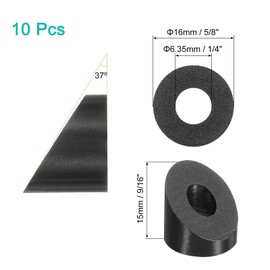 sourcing map 10 Pcs 1/4" 37 Degree Angle Beveled Washer, T316 Stainless Steel Angled Washer for Cable Railing Stair Ends Wood Metal Posts, Black