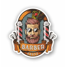 AMA SHOP BARBER SHOP VINTAGE MOD.4 PVC WALL DECALCOMANIES CAR MOTORCYCLE HELMET CAMPER