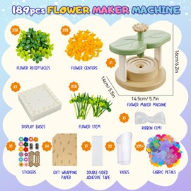 PATEMZON Flower Press Children, DIY Flower Craft Set, Flower Craft Set with Flower Stand, Vase, Stickers, Gift Wrapping Paper, Flower Garden Toy, Craft Gifts for Girls from 3 4 5