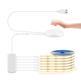LRGBST 6 Pieces 1 m COB LED Strip Set, 5 V USB Warm White COB LED Strip Light with Touch and Hand Sweep Dimmer Switch for Cabinet Showcase Kitchen Lighting (Warm White, 1 m)