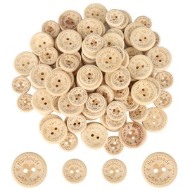 lahnao 100Pcs Handmade with Love Wooden Buttons, Round Buttons for Baby Cardigans, Natural 20mm Wooden Buttons 20mm, Handmade Wooden Buttons 15mm for Sewing and Crafting