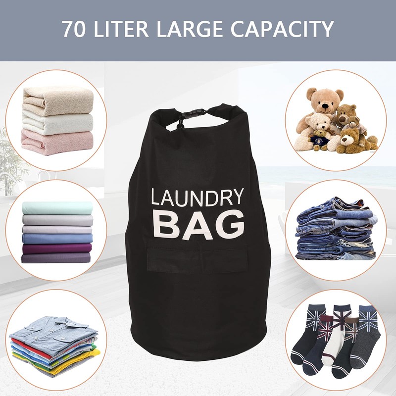 Kimmama 70L Waterproof Laundry Bag Backpack,Heavy Duty Laundry Bag with