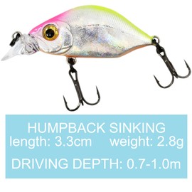 SEABUZZ Wobbler Humpback 2.8 g x 3.3 cm Flat Runner 0.7-1 m - Pike Zander Trout Bass Catfish Treble Hook Fishing Lure - Predator Fishing Bait - Artificial Bait - Trout Bait - Fishing Lures (014-CHCH)