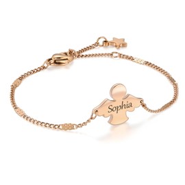 TMT Schutzengel Armband mit Gravur | Personalisiertes Armband mit Namen | Kommunion Geschenke für Mädchen |Taufgeschenke für Mädchen| Einschulung| Geschenk | Armband Mädchen Damen Beste Freundin