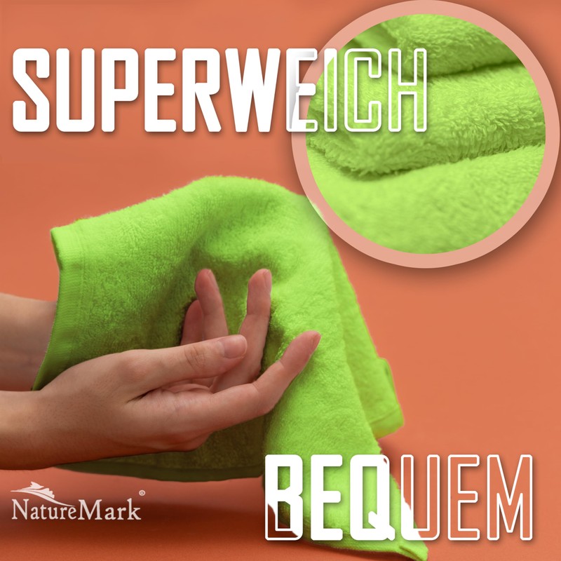NatureMark Pack of 10 Face Cloths 100 % Cotton Terry