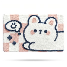 Cute Animal Bathroom Rug Mat, 16x24, Extra Soft and Absorbent Bath Rugs, Machine Wash Dry, Non-Slip Carpet Mat for Tub, Shower, and Bath Room, Rabbit