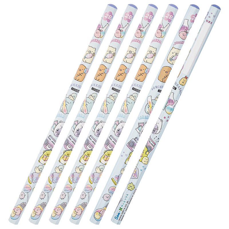 San-X PH14203 Sumikko Gurashi Happy School Pencil, 2B, 6 Pieces