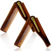 Men's Handmade Folding Pocket Comb, 6.69-Inch Amber Finish, Fine Tooth