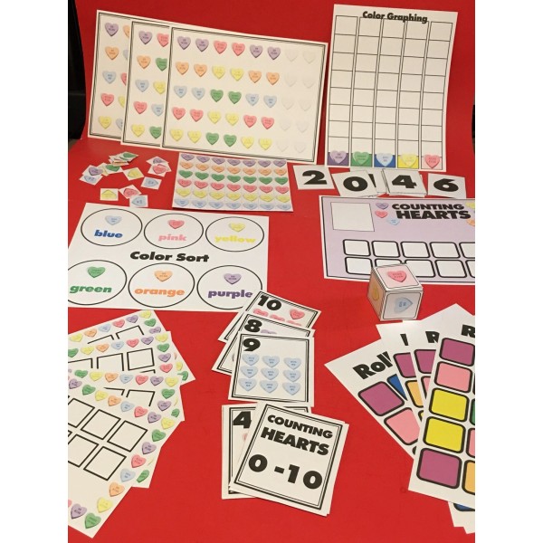 Unbranded Classroom set - Counting Valentine Hearts Learning Mats -
