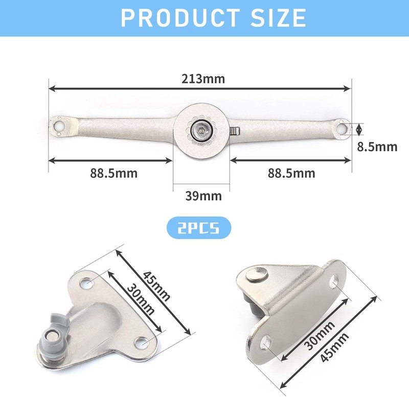 Pack of 2 Soft Close Lid Support Hinges Flap Support