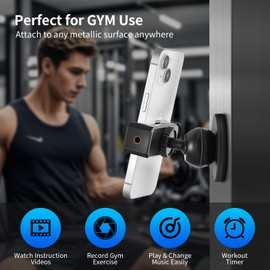 LILANZo LILANZo Gym Magnetic Phone Holder, 360 Adjustable, Magnet Phone Holder for Gym Workout-Record, Compatible with 4-6.5" Smartphones