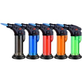 Taughch 5 Pack Butane Torch Lighter Set,Candle Lighter Refillable, Windproof,Jet Flame,Adjustable Flame, Safety Lock, Ideal for Culinary, Crafts, Camping,Cooking (Butane Not Included)