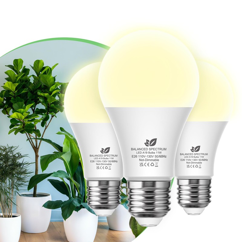 Flaspar Grow Light Bulbs A19 LED, Full Spectrum Plant Light