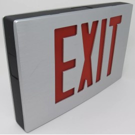 Beghelli NEW FOUR Beghelli Architectural Aluminum LED EXIT SIGN 120/277V Double Face RED