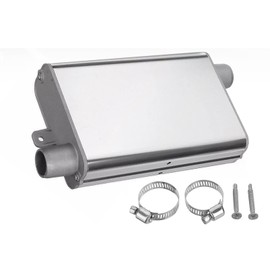 Inscrip Exhaust Silencer, Tail Pipe Muffler, 24mm Heater Exhaust Silencer Terminal Mount Parking Heater Aluminum Alloy Exhaust Silencer Diesel Silencer for Eberspacher/Webasto Diesel Heater (Silver S)