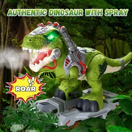 Wdebay Dinosaur Ride On Toy Cars for Kids, Toddler Electric Ride On Toys with Music, Light & Smoke, 3-5 Year Old boy Gift, Preschool Kids Scooter Foot-to-Floor Walker for Indoor Outdoor