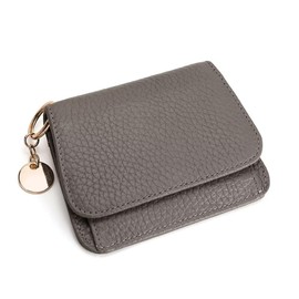 Mudono Small Wallet for Women RFID Blocking Genuine Leather Card Case Slim Tri-Fold Wallet with Zipper Pocket and Keychain