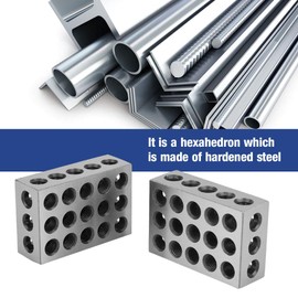 Parallel Blocks, 1-2-3 Blocks Mesh, 123 Blocks, Hardened Steel, Mesh Masnest Blocks, 2 Pieces 25 x 50 x 75 mm Blocks, 23 Holes, Milling Parallel Clamping Block, Milling Machine Accessories