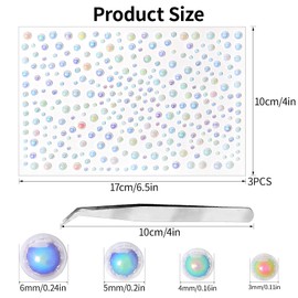 Self Adhesive Face Gems and Pearls for Makeup, Festival Jewels, Hair Gems, Rhinestone Stickers for Face, Eye, Makeup, Nail, Body, Crafts 3/4/5/6 mm 975Pcs (23.Pearl_whiteab)