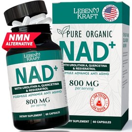 Suplemento NAD Pure Organic | Alternativa de suplemento NMN | Aumenta la energía y la salud celular | Urolitina A, resveratrol, quercetina para poder 