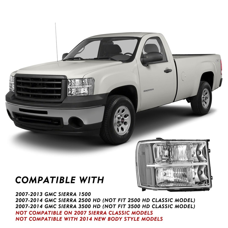 TUSDAR Fit for 2007-2013 GMC Sierra 1500 Headlight Assembly 07-14