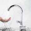 Wall Mount Kitchen Stainless Steel Smooth Surface 2 Handles Faucet