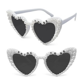 YHTCC Bride Sunglasses, White Heart Sunglasses For Bride To Be Party, Hen Do Bachelorette Heart Glasses Wedding Accessories