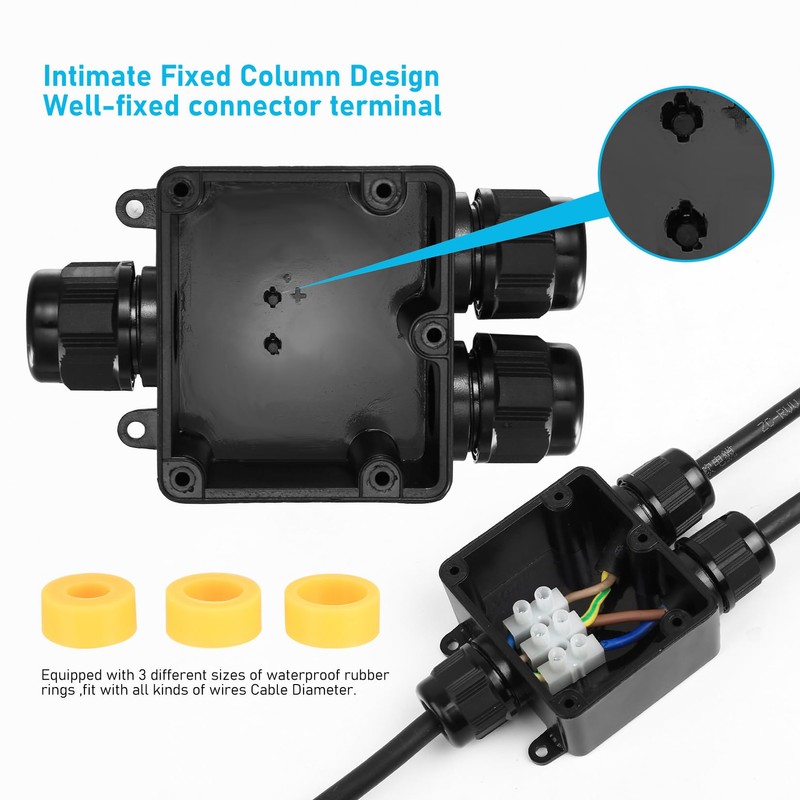 Junction Box Waterproof IP68, Pack of 2 Outdoor Junction Boxes,
