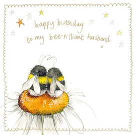 Alex Clark Husband Birthday Card - Bee-rilliant Husband Foil Card - Bees - Flowers - Nature - Daisies - Greeting Card - Cards To Celebrate - For Him - Designed and Printed in the UK…