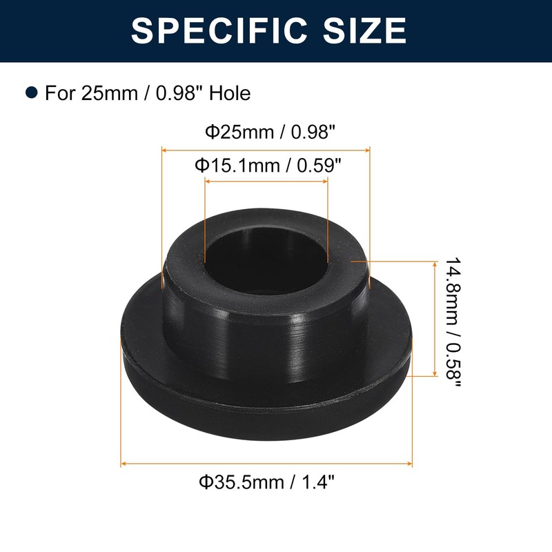 sourcing map 6 Pieces Black Plug Holes, H25 Waterproof Rubber