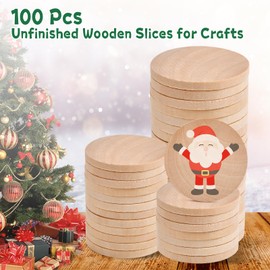 Aemygo 110 Pcs 2 Inch Round Wood Circle for Craft, 0.2 Inch Unfinished Wooden Slices Thick Wood Coins Blank Wooden Bulk Wood Discs Cutout Chips for DIY Arts Projects