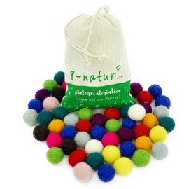 8-Natur "Mix Holiday" Colourful Mix of 50 Felt Balls 2.2 cm Thick Pure Merino Wool for Crafts Garlands, Baby Mobile and Felt Ball Carpet or Just for Decoration